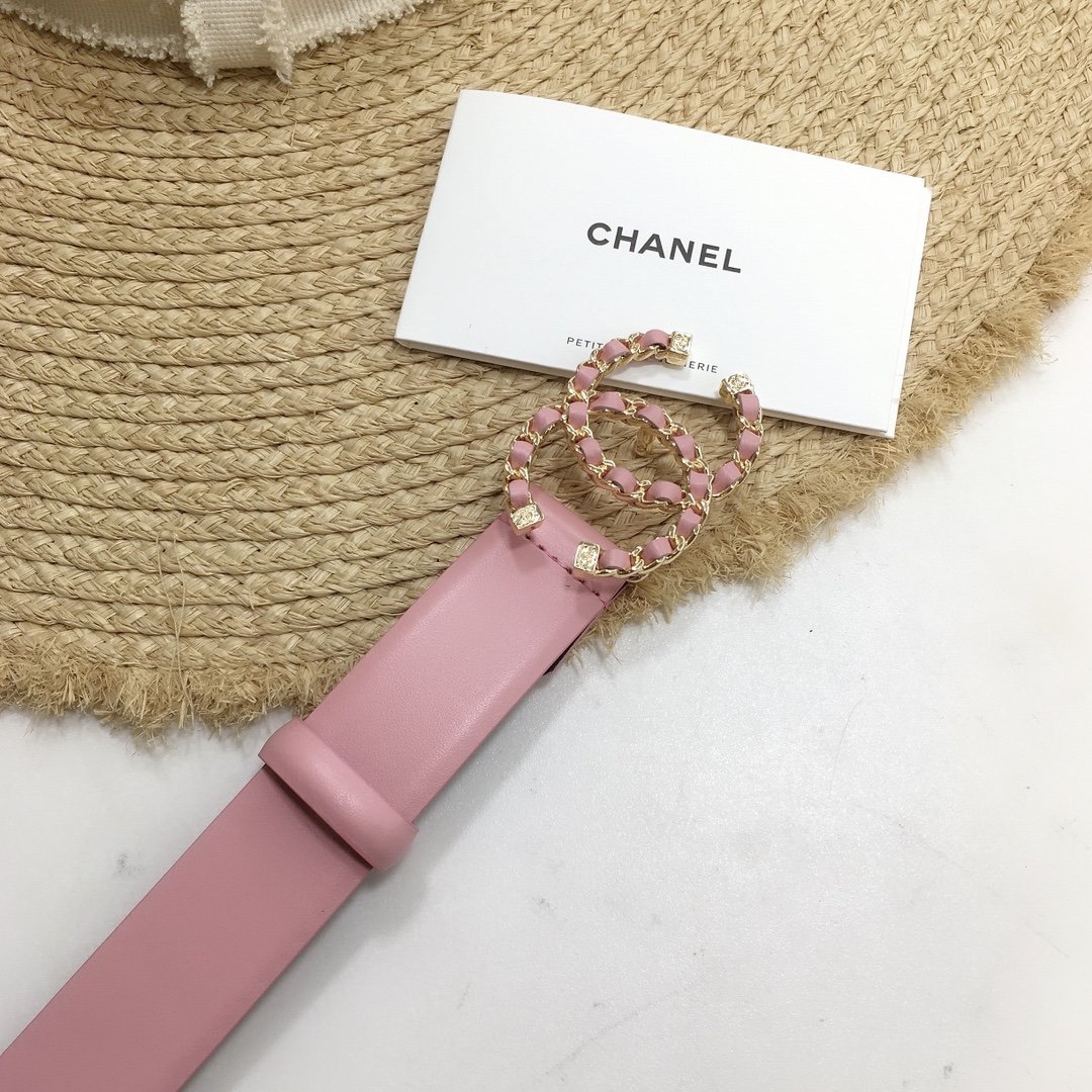 Chanel Belt With Double C Buckle Pink