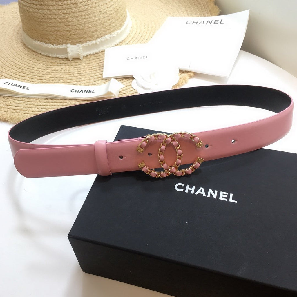 Chanel Belt With Double C Buckle Pink
