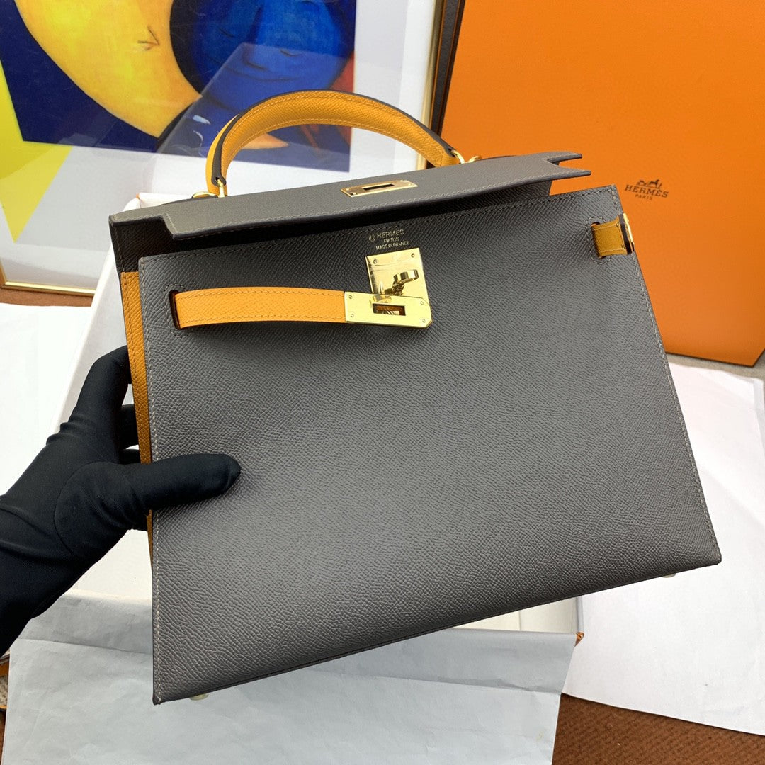 Hermes Kelly 28 Togo Gold Hardware Dark Brown