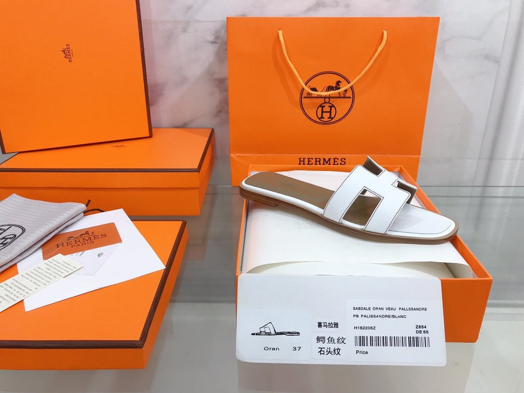 Hermes Oran Sandal White