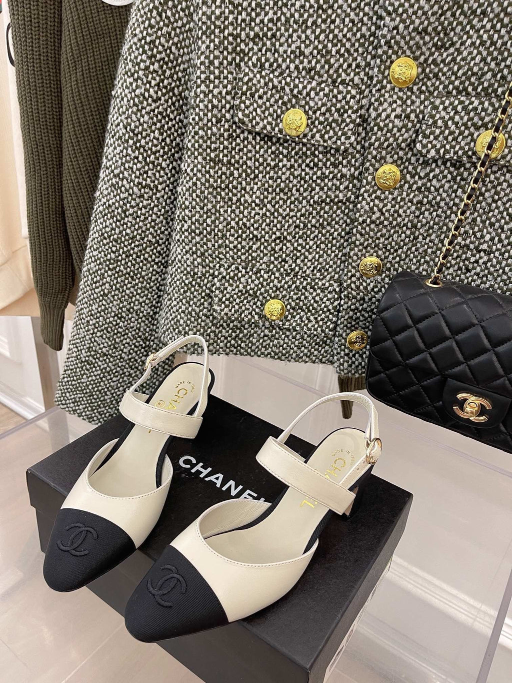 Chanel Sling Back White