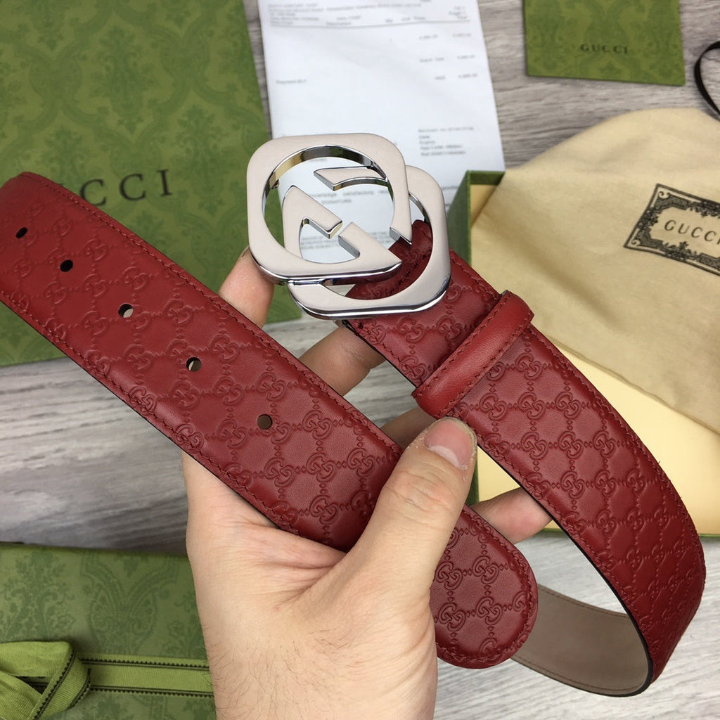 Gucci Belt With Double G Buckle Red