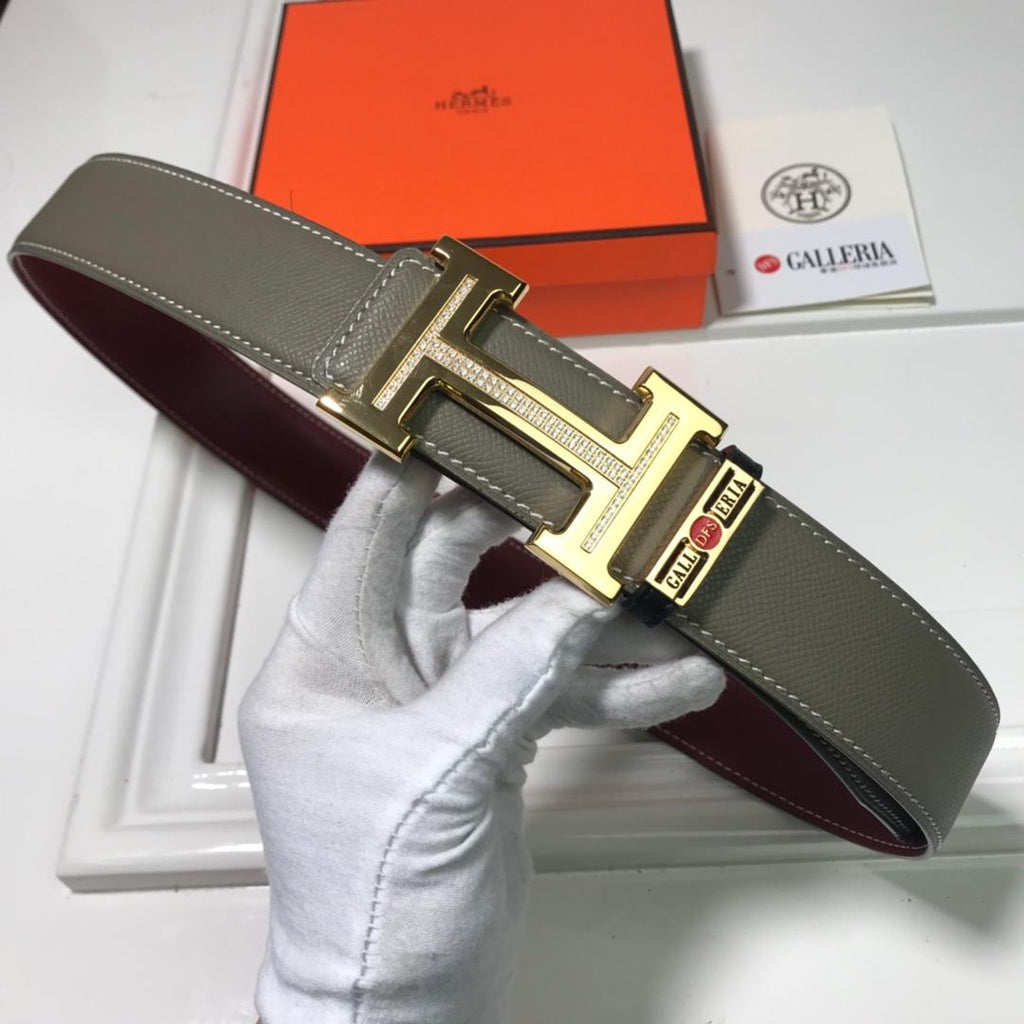 Hermes Focus Belt Buckle & Reversible Leather Strap Beige