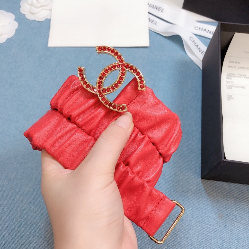 Chanel Belt With Double C Buckle Red