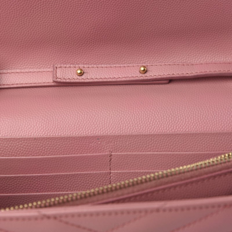 Saint Laurent Grain De Poudre Matelasse Chevron Monogram Woc Blush Fonce Pink Leather Shoulder Bag