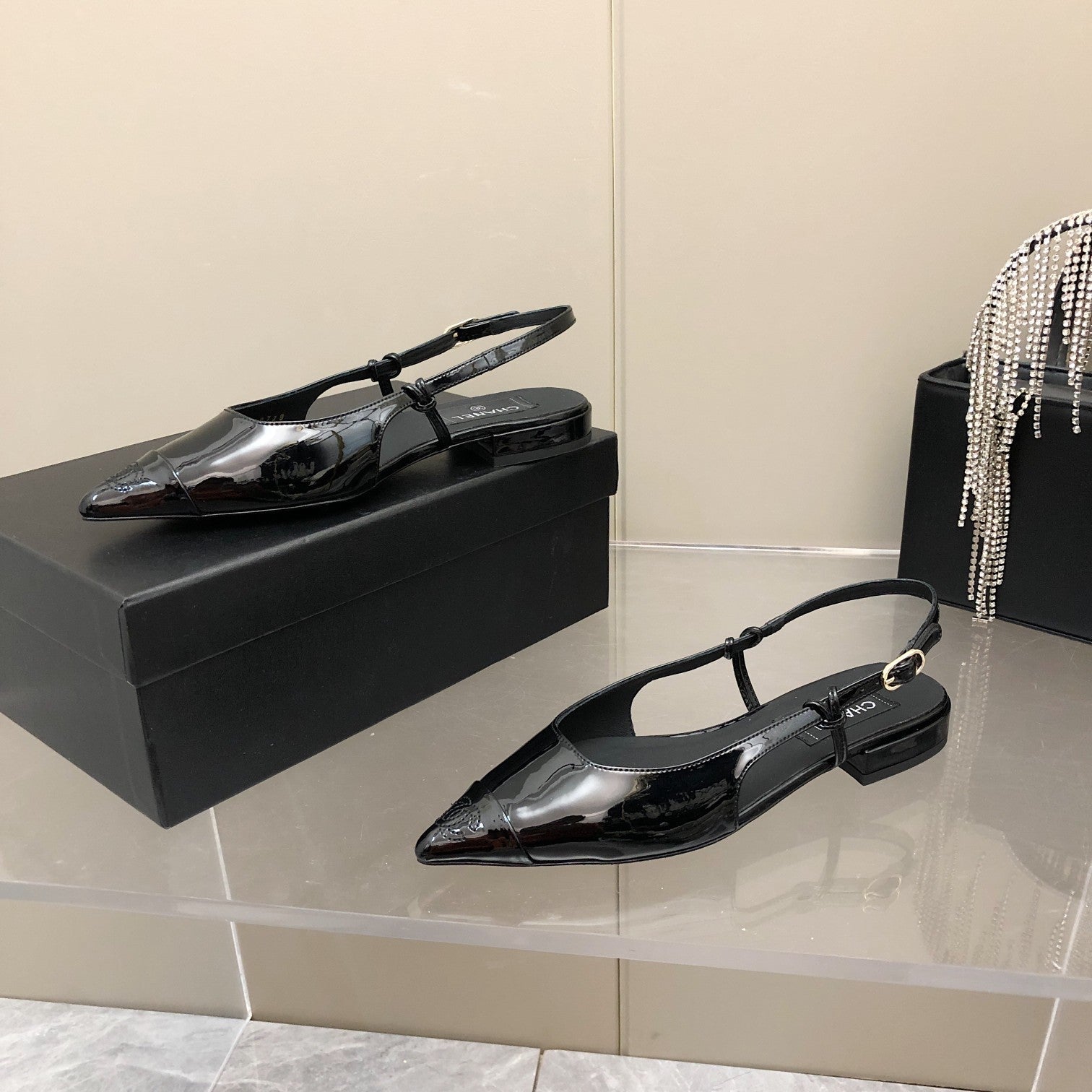Chanel Sling Back Black