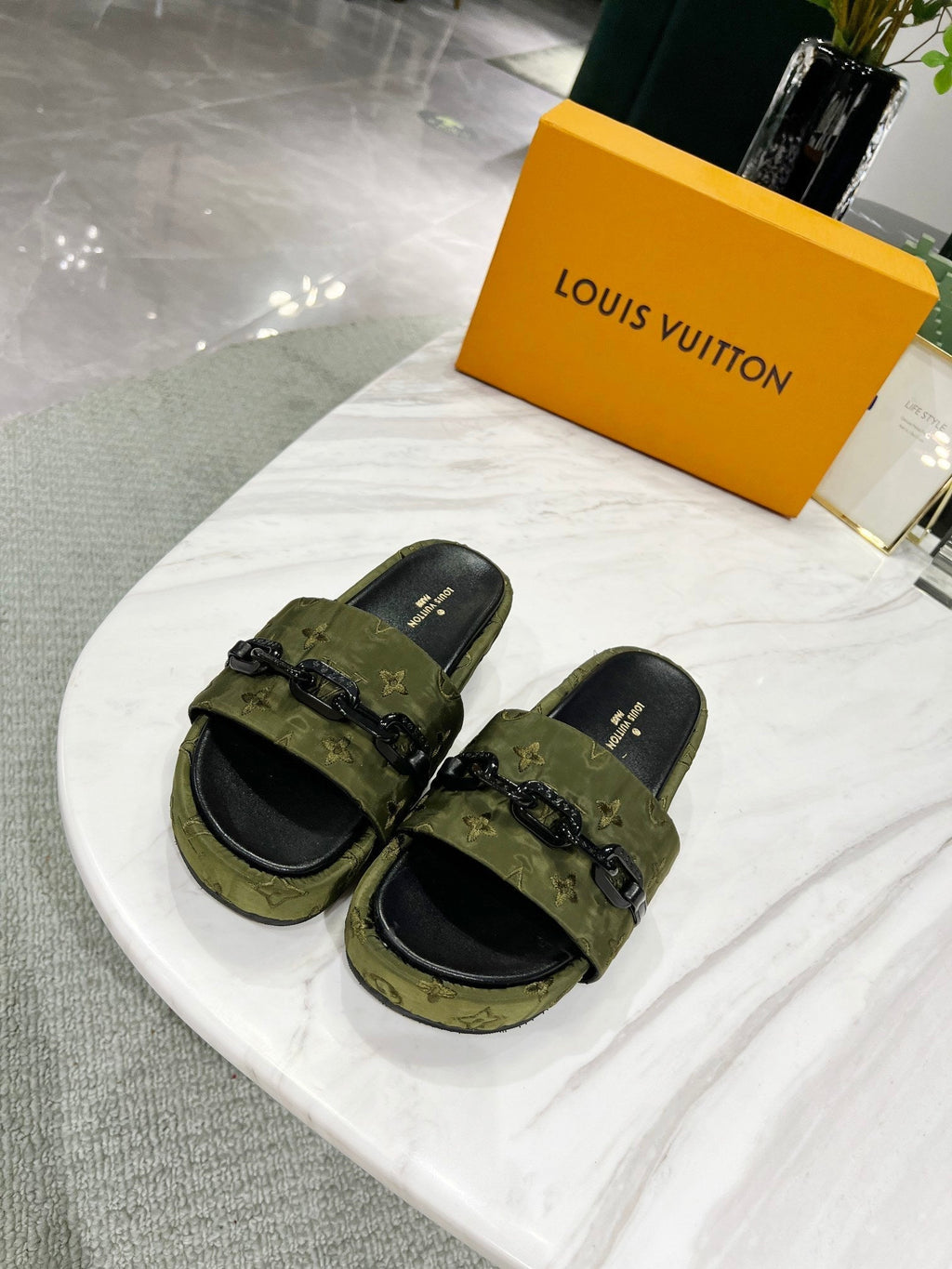 Louis Vuitton Jumbo Flatform Mule Green