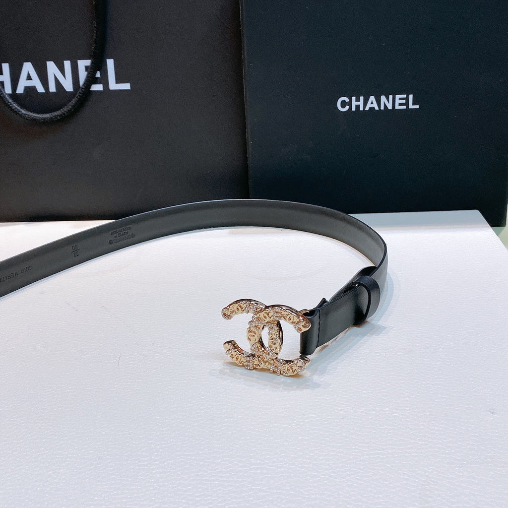 Chanel Belt With Beaded Buckle Black