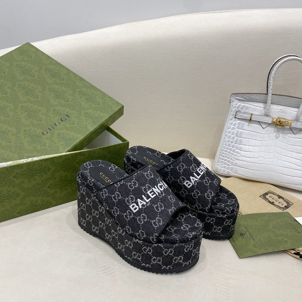 Gucci Balenciaga Platform Slide Sandal Black