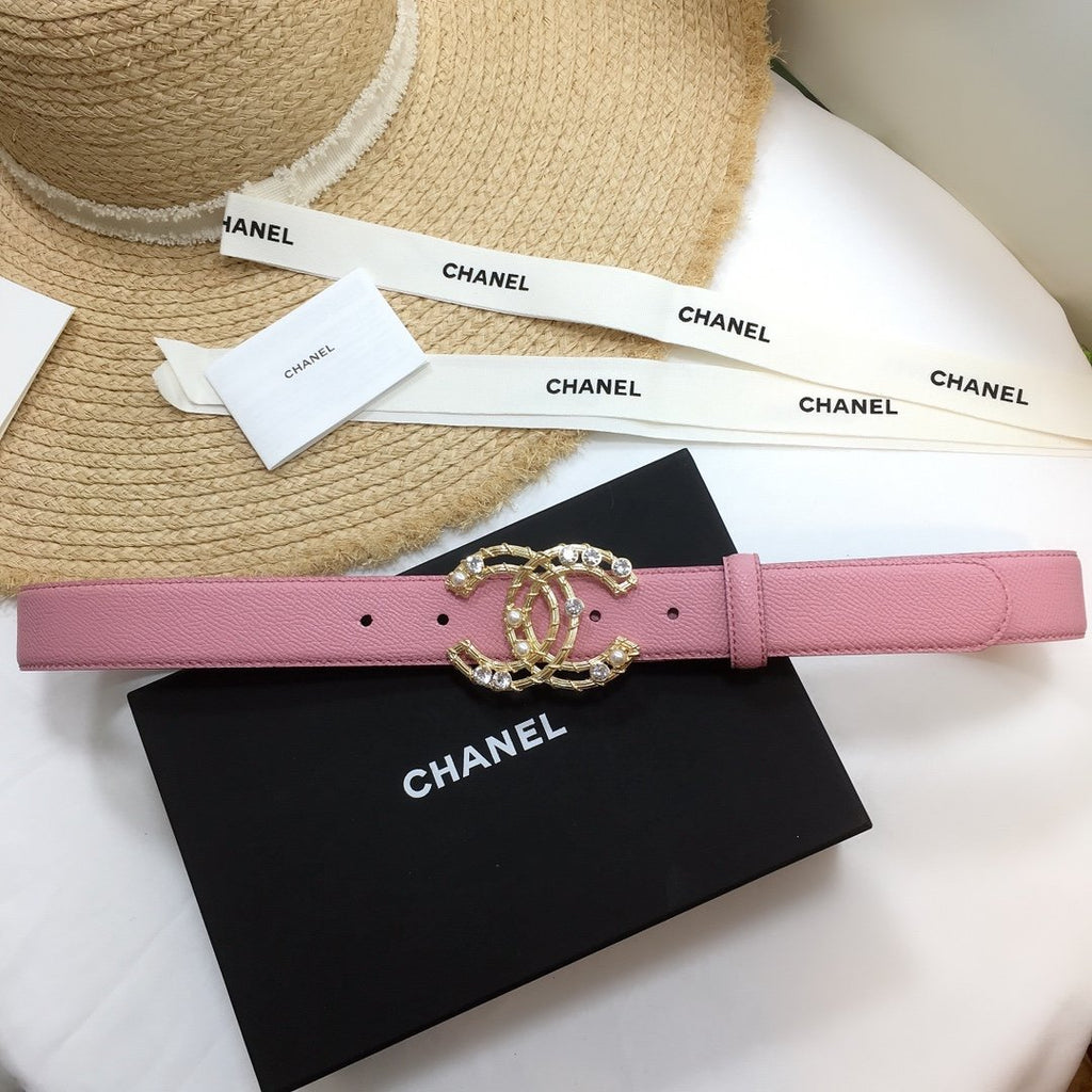 Chanel Belt With Double C Buckle Pink