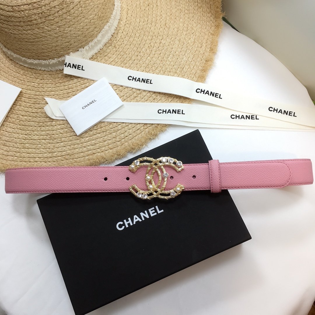 Chanel Belt With Double C Buckle Pink