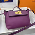 Hermes 24 24 21cm Noir Black Clémence Purple
