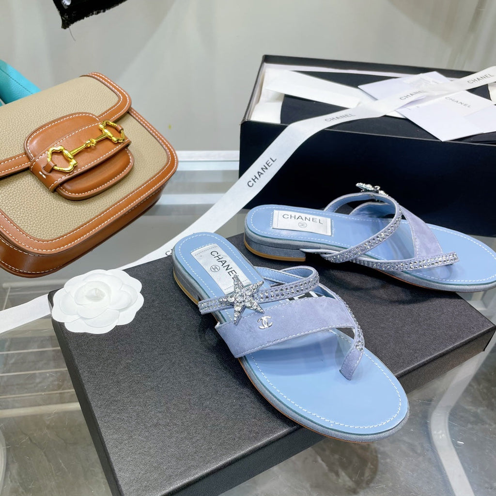 Chanel Sandals Emerald Blue