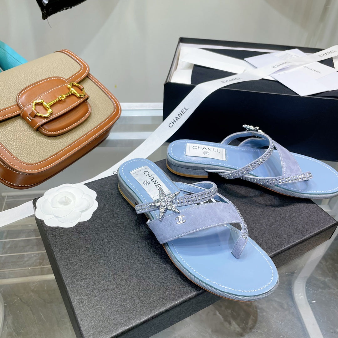 Chanel Sandals Emerald Blue