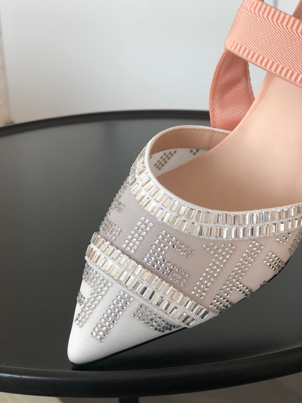 Fendi Colibri Runway Crystal FF Slingback Pumps 55mm Spring/Summer Collection White