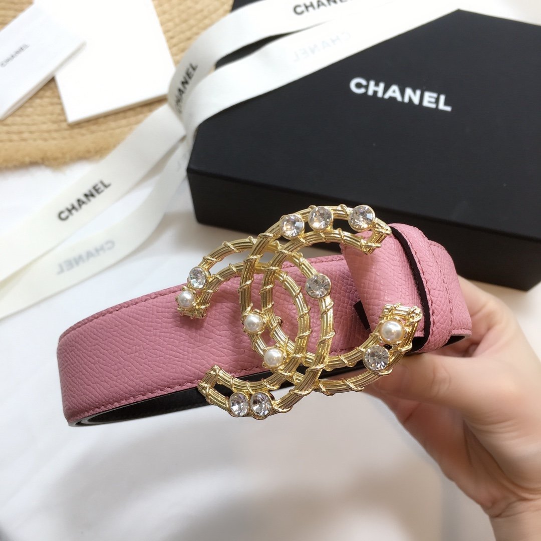 Chanel Belt With Double C Buckle Pink