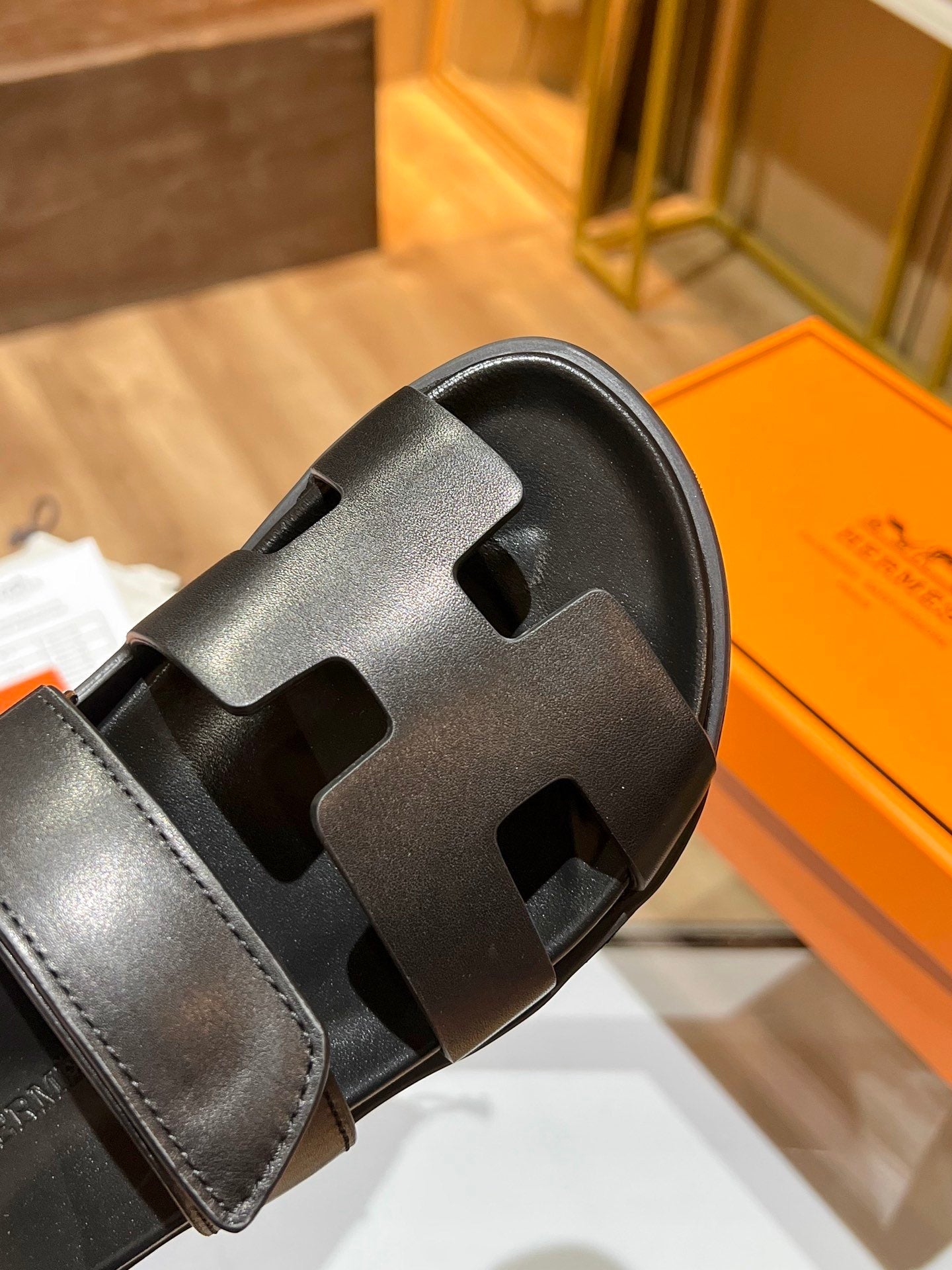 Hermes Oran Sandal Black