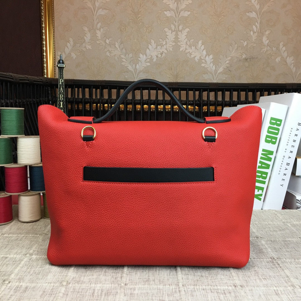 Hermes 24 24 29cm Noir Black Clémence Red