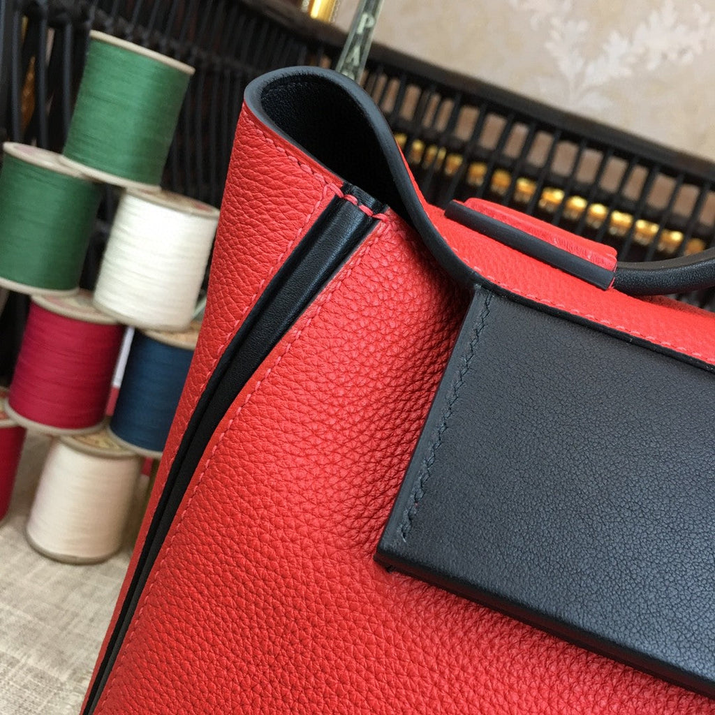 Hermes 24 24 29cm Noir Black Clémence Red