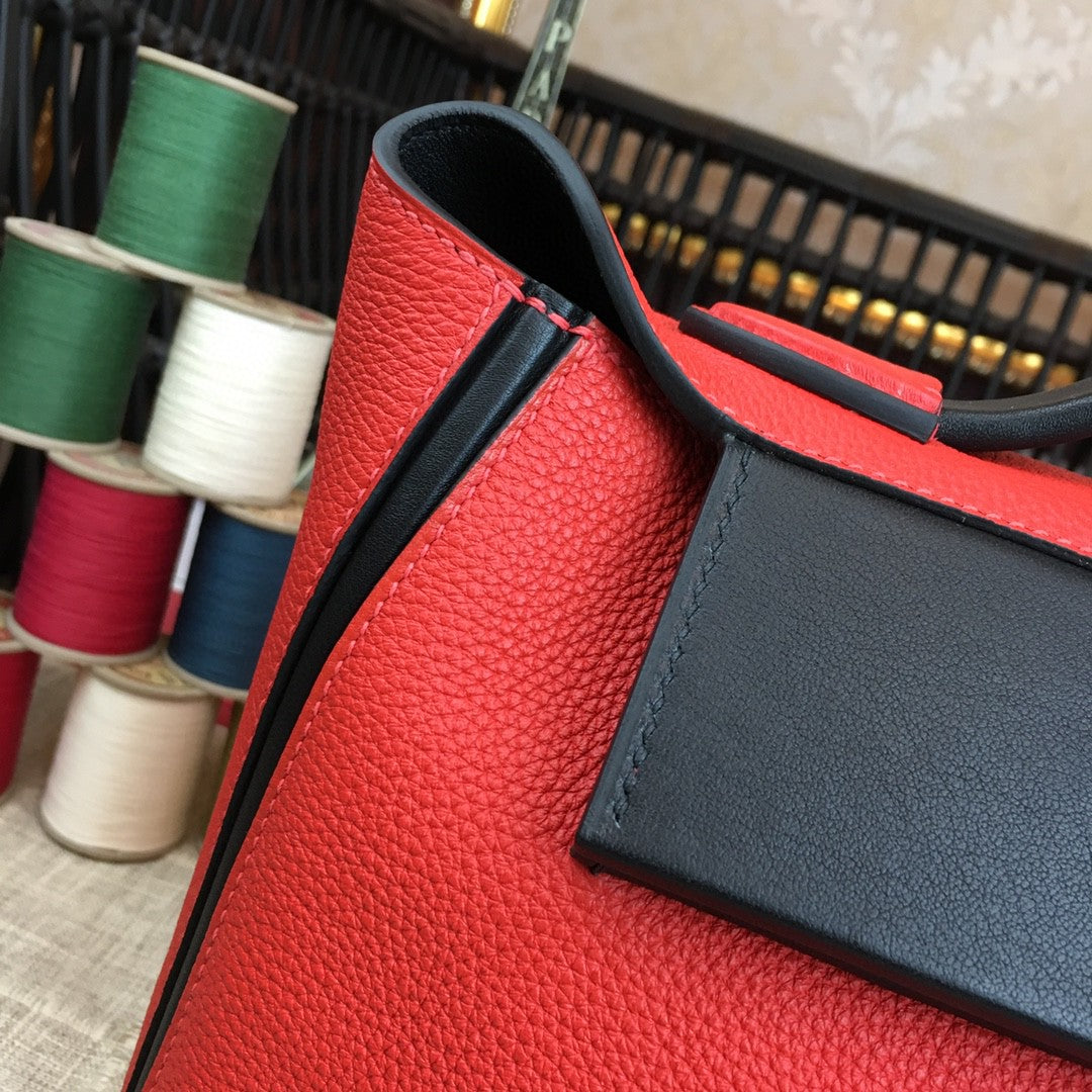 Hermes 24 24 29cm Noir Black Clémence Red
