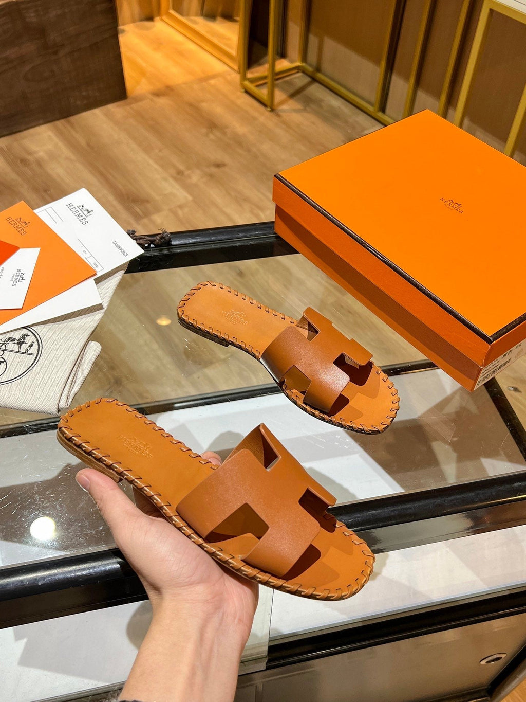 Hermes Oran Sandal Brown
