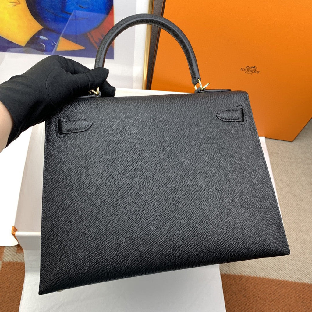 Hermes Kelly 28 Togo Gold Hardware Black