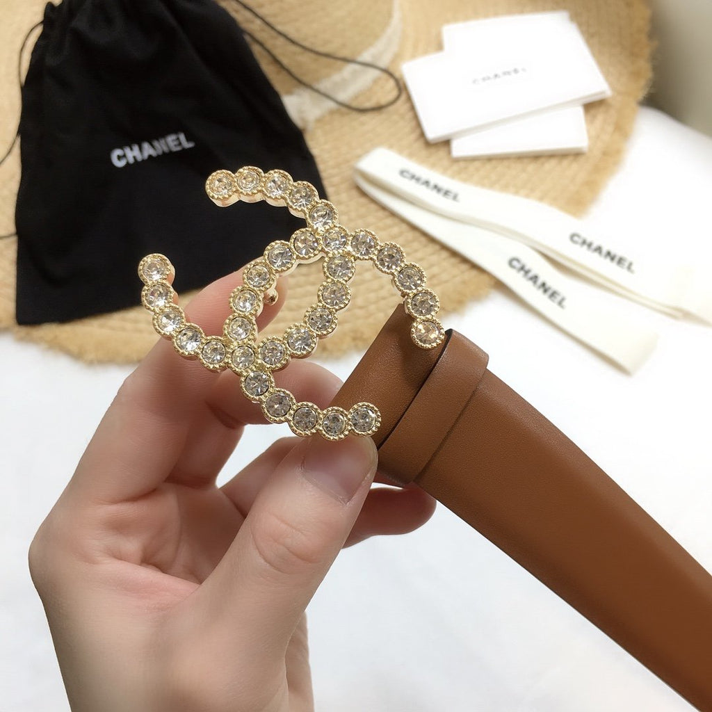 Chanel Belt With Beaded Buckle Brown