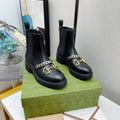 Gucci Ankle Chelsea Boots With Chain Black