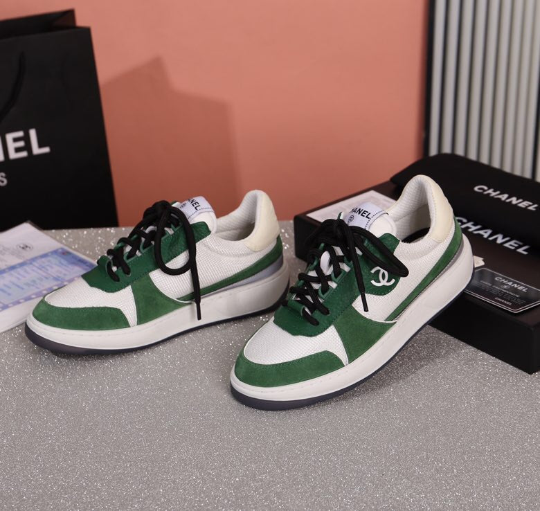 Chanel Trainers Sneakers White/Dark Green