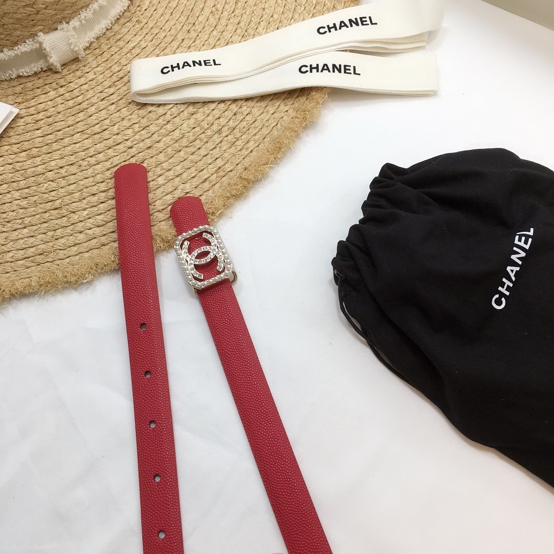 Chanel Belt With Double C Buckle Red