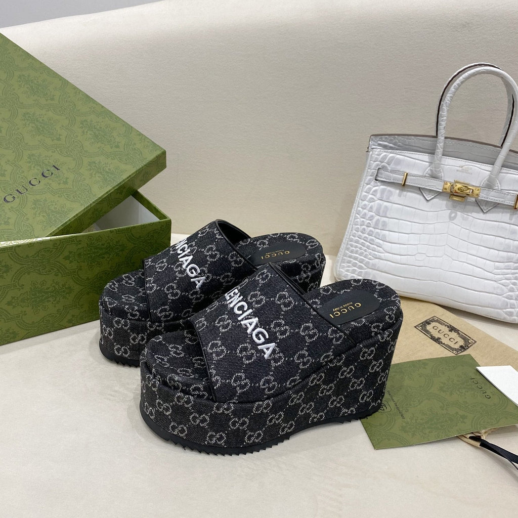 Gucci Balenciaga Platform Slide Sandal Black