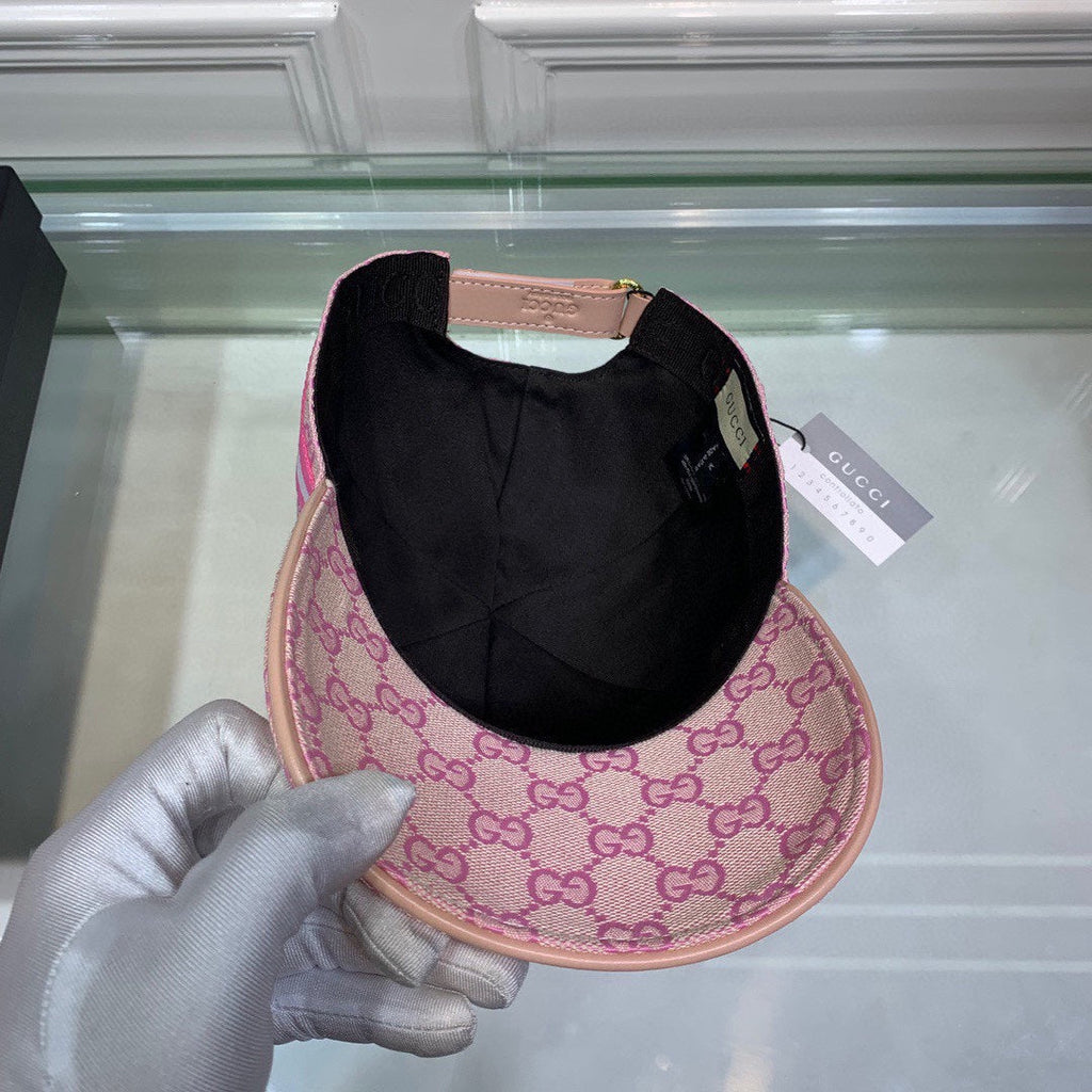 Gucci Canvas Baseball Cap with Web Pink