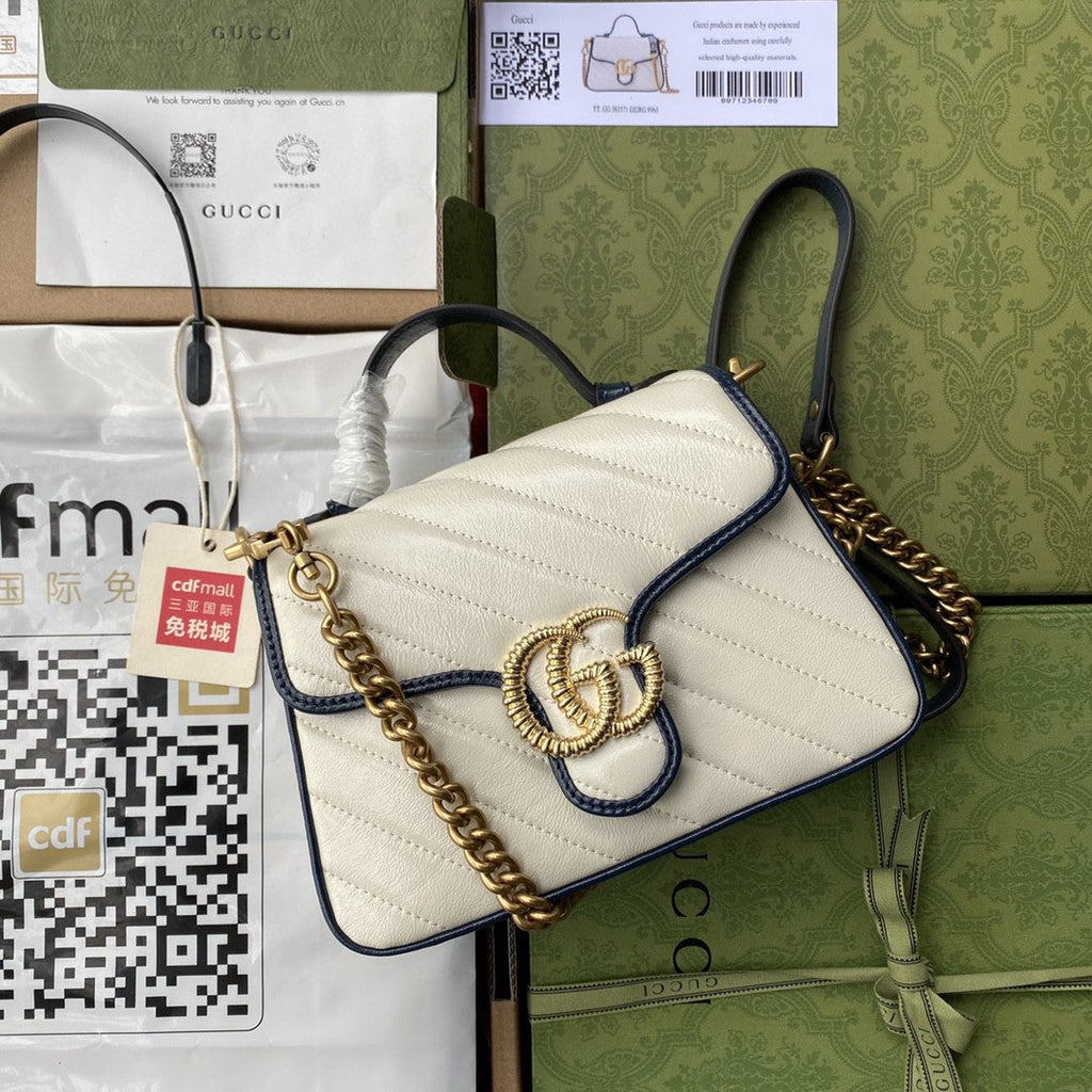 Gucci Marmont Mini Top Handle Bag 26cm White