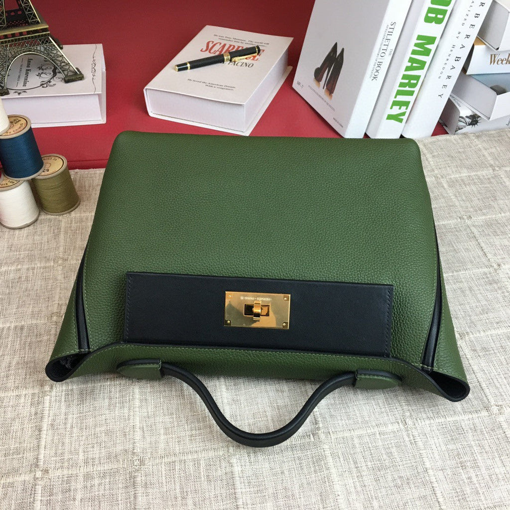 Hermes 24 24 29cm Noir Black Clémence Green