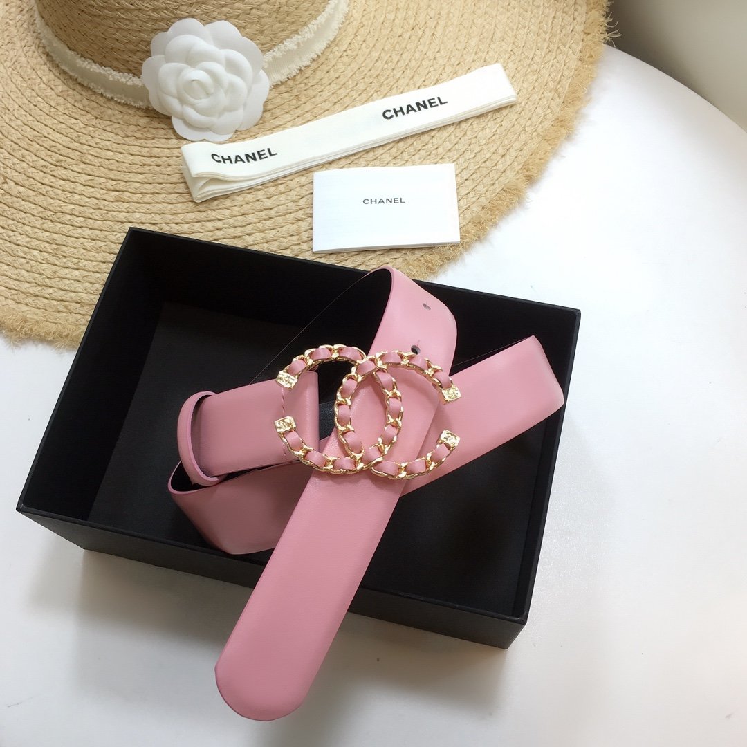Chanel Belt With Double C Buckle Pink