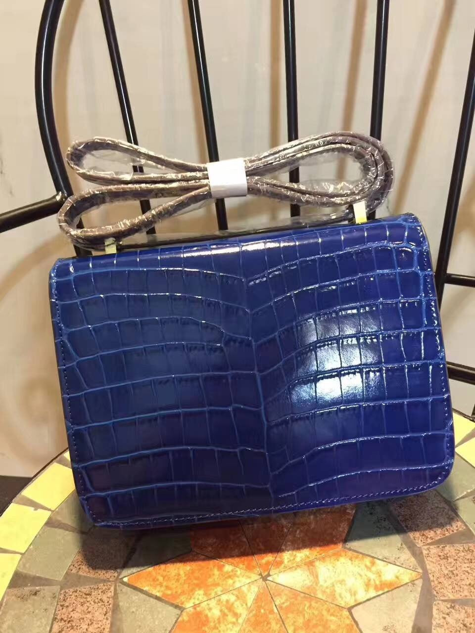 Hermes Constance Shoulder Bag 23cm Blue