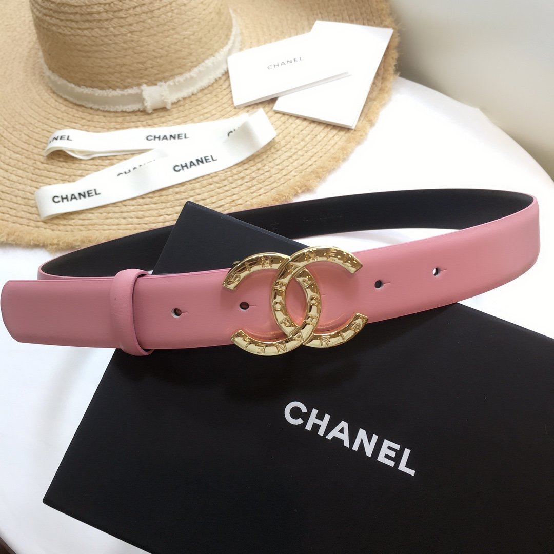 Chanel Belt With Double C Buckle Pink