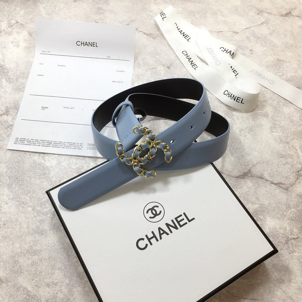 Chanel Belt With Double C Buckle Blue