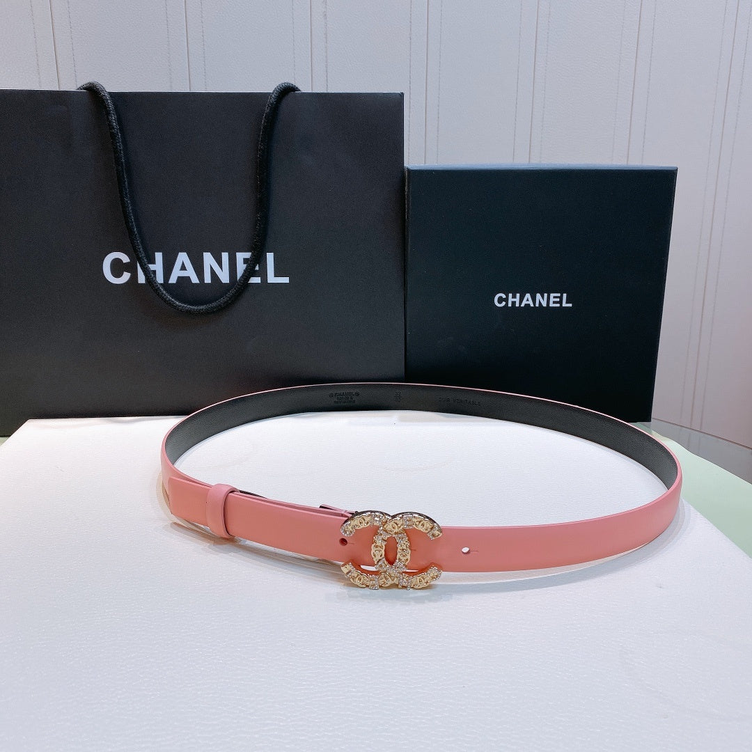 Chanel Belt With Beaded Buckle Pink