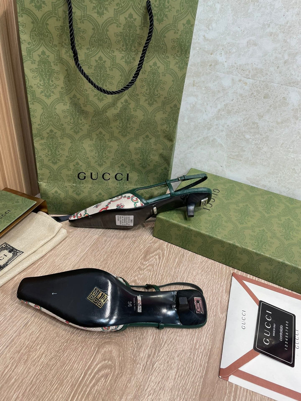 Gucci Slingback Pumps Beige