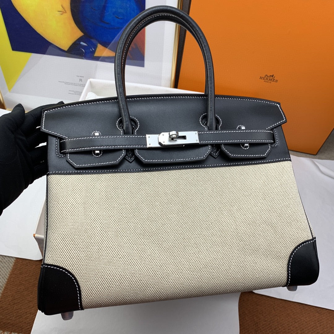 Hermes Birkin 30 Nata Swift Silver Hardware Bi Color