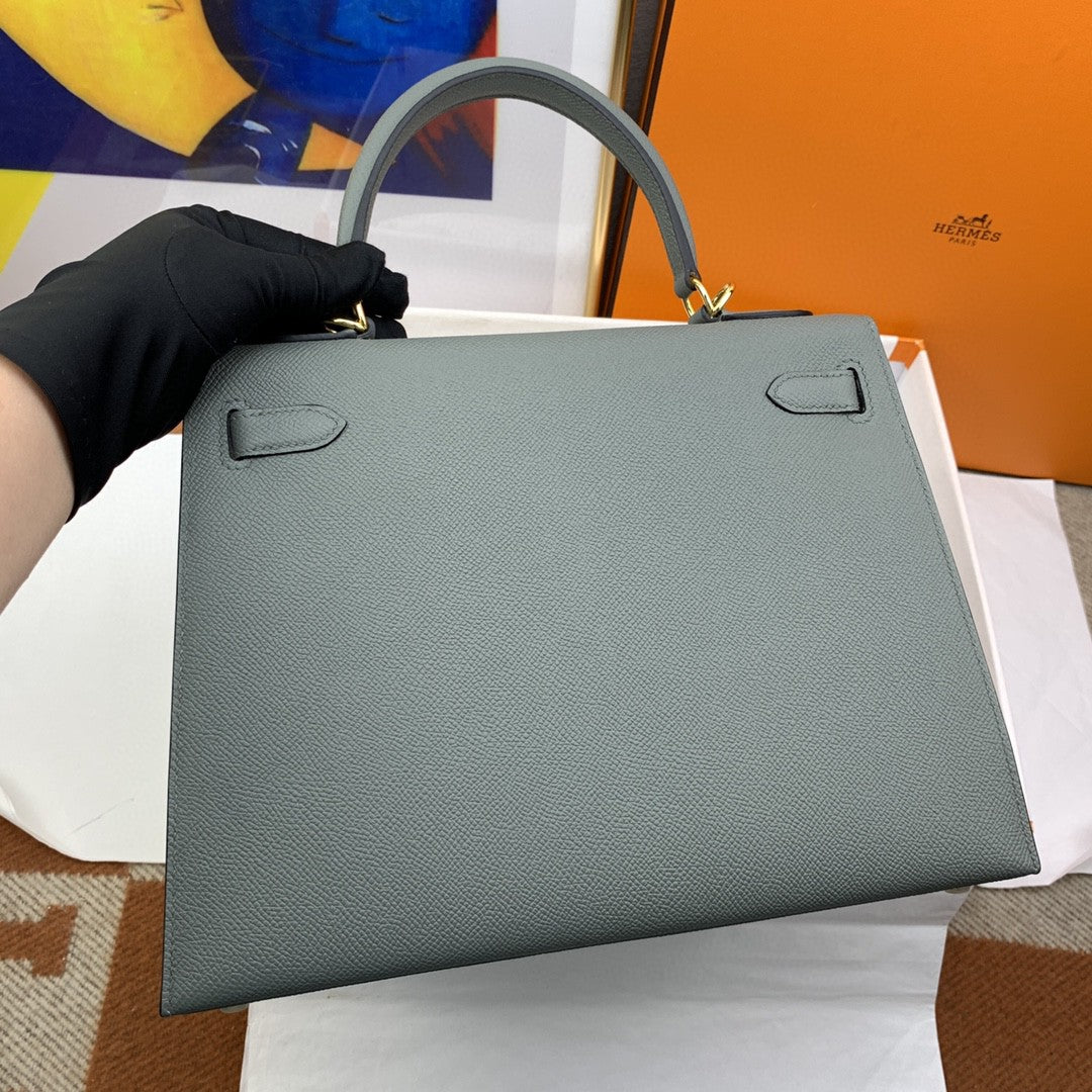 Hermes Kelly 28 Togo Gold Hardware Dark Grey