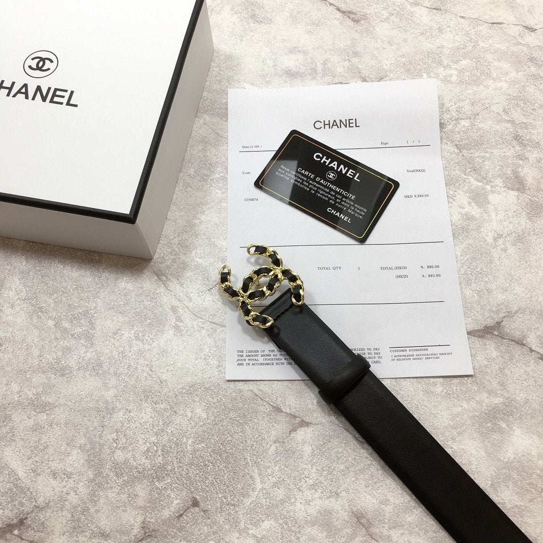Chanel Belt With Double C Buckle Black