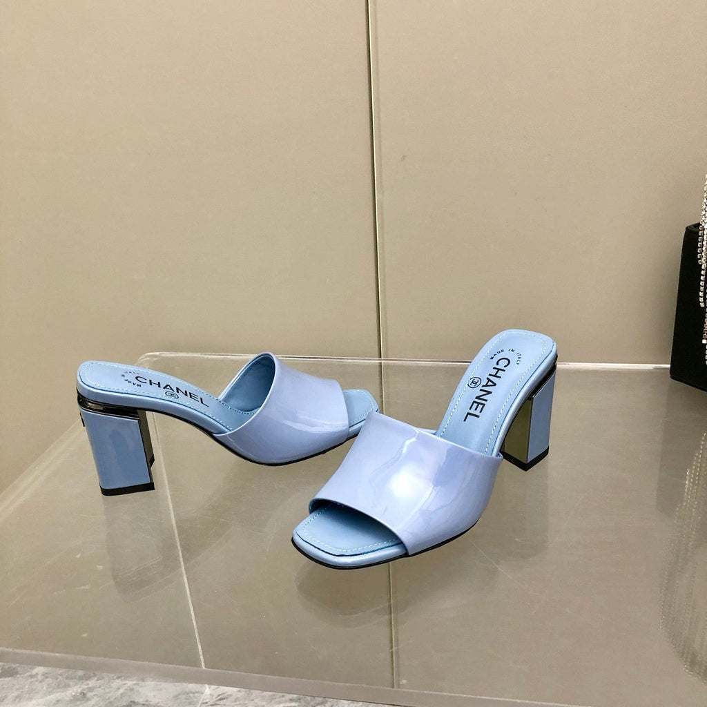 Chanel Mules Jade Blue