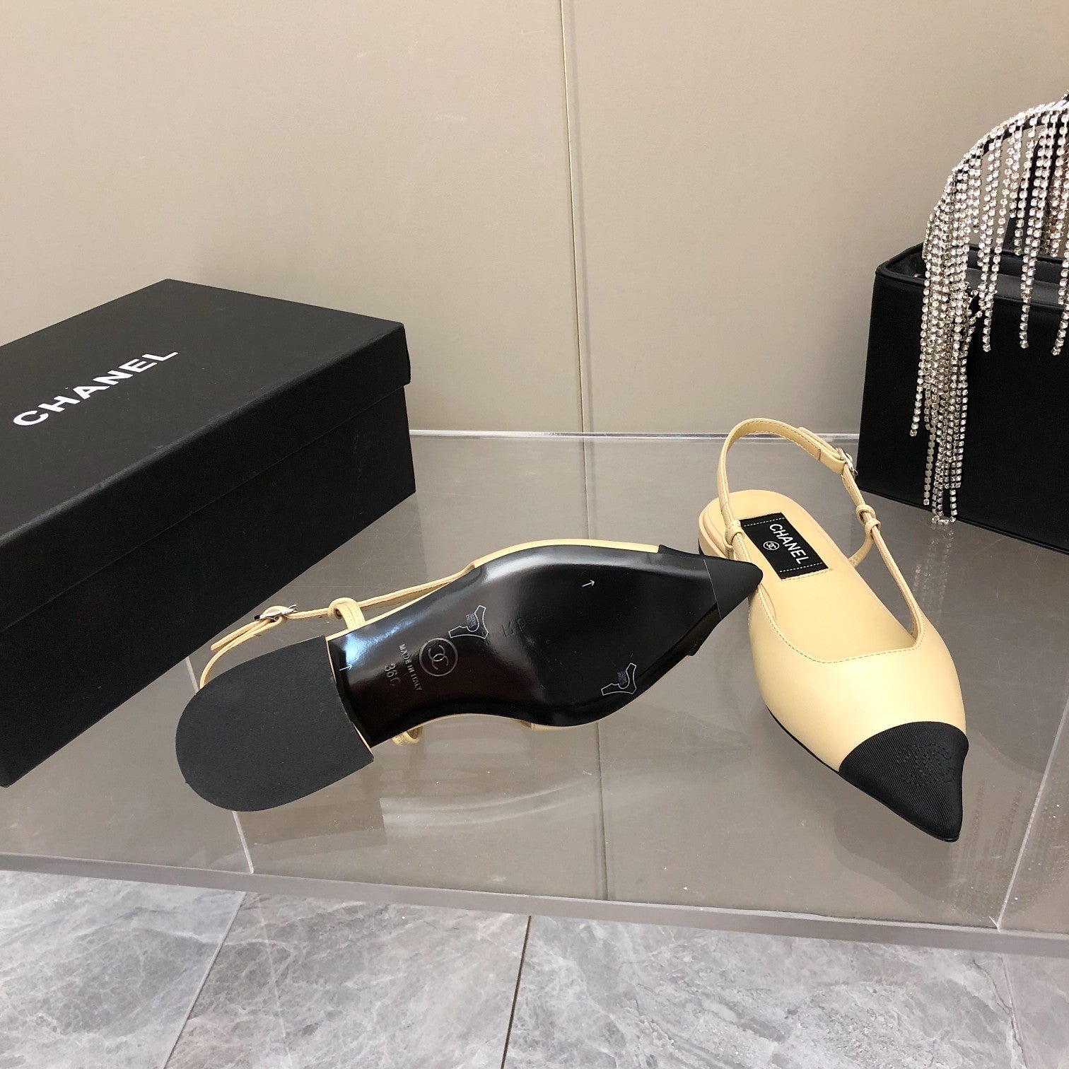 Chanel Sling Back Beige