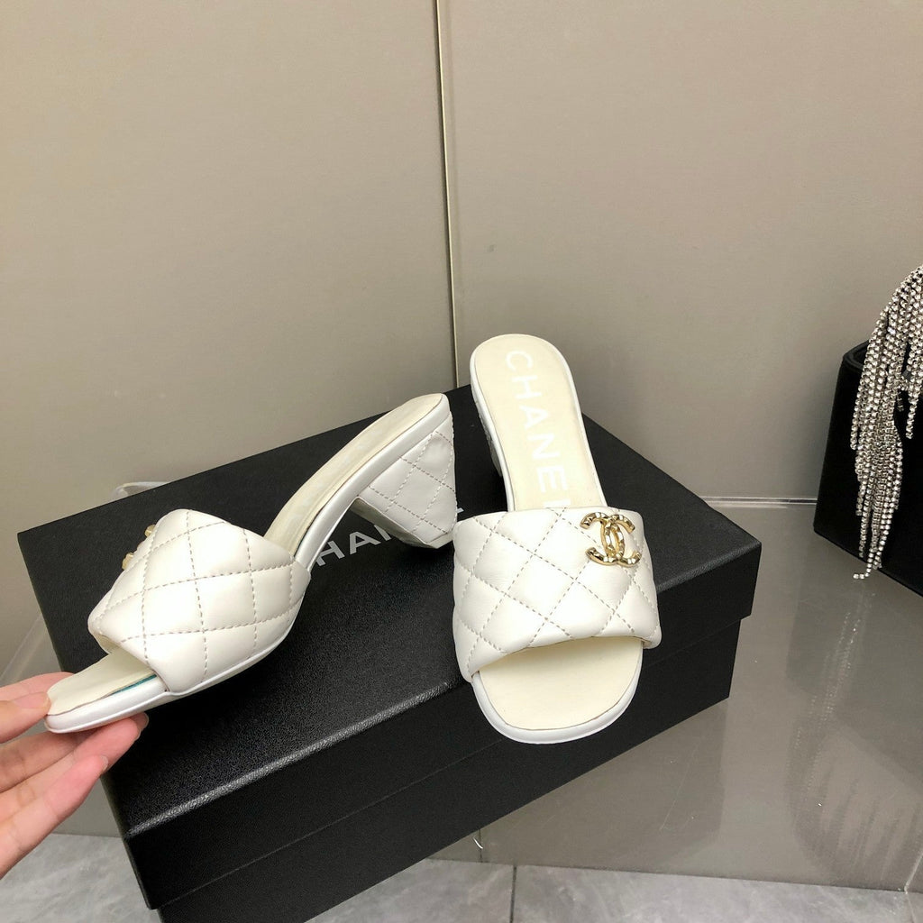 Chanel Mules White