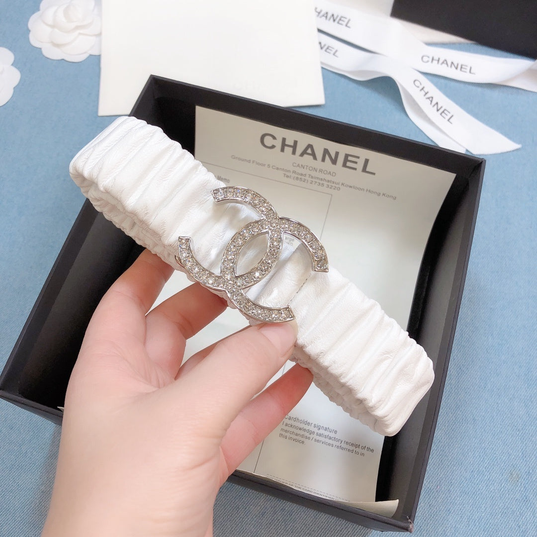 Chanel Belt With Double C Buckle White