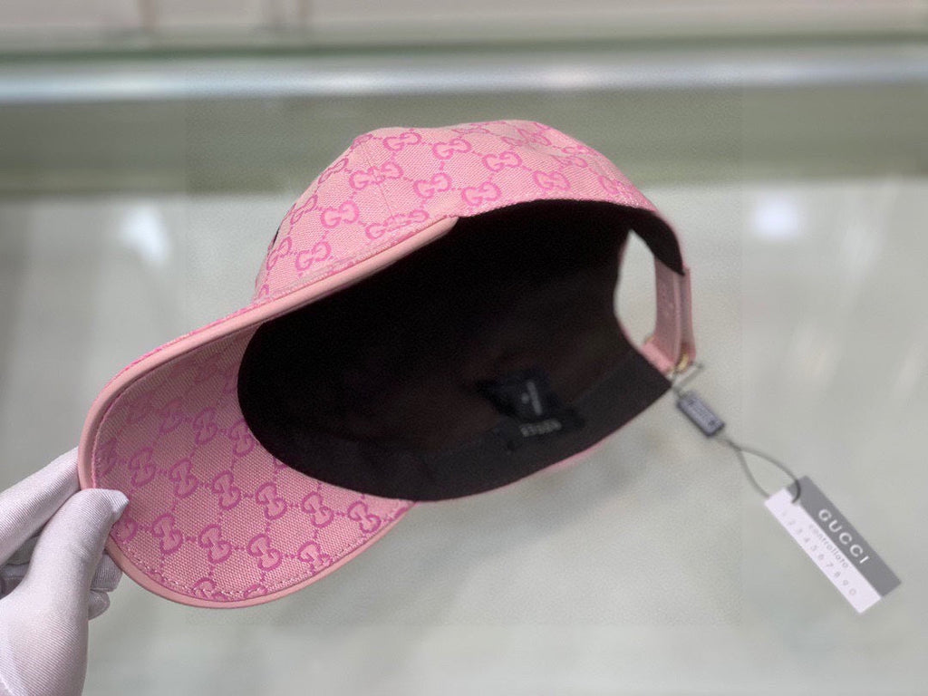 Gucci Canvas Baseball Cap with Web Pink