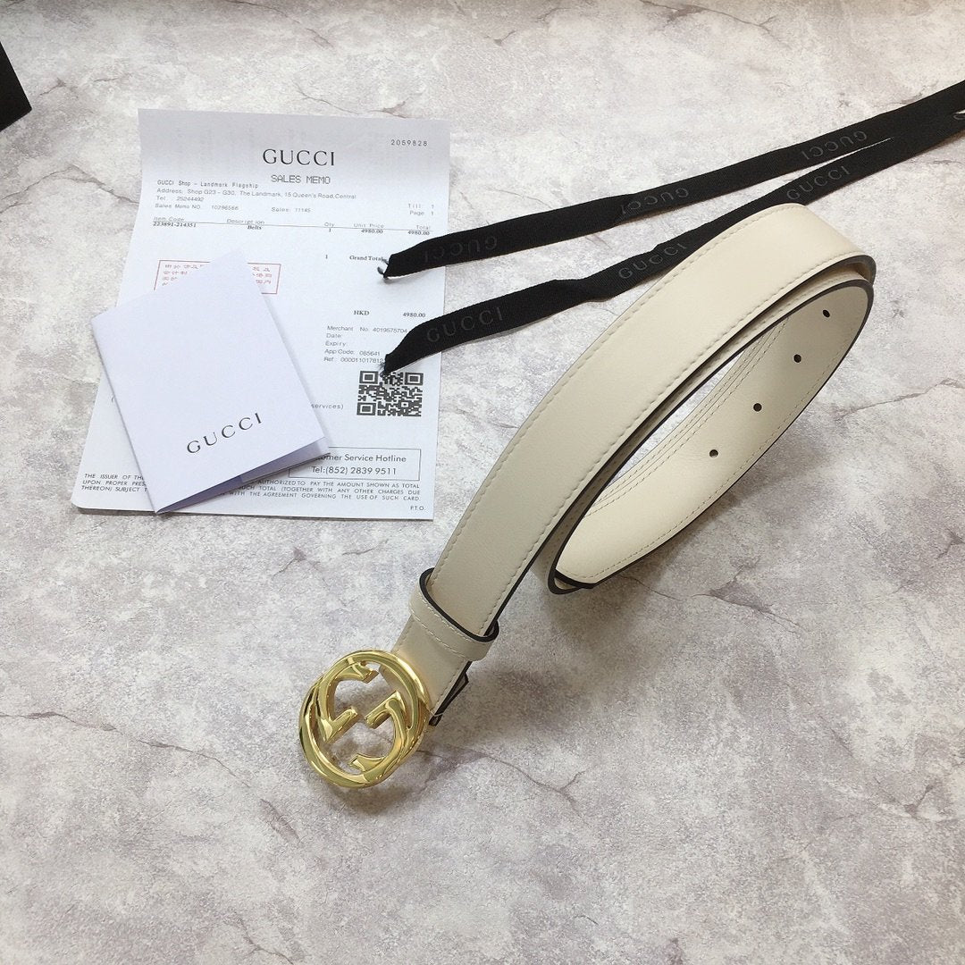 Gucci Belt With Double G Buckle White
