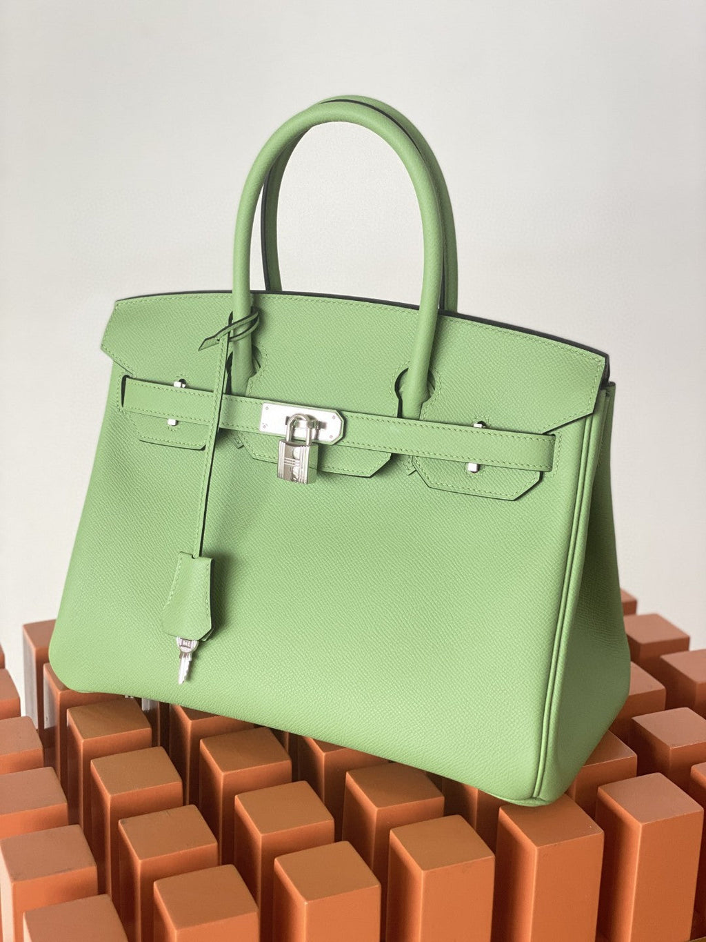 Hermes Birkin 25 Nata Swift Silver Hardware Green